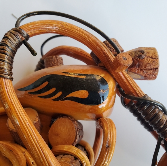 Wooden Motorcycle Model Handmade Chopper Collectible Sculpture Cycle 12" 6" 3" - Picture 6 of 13